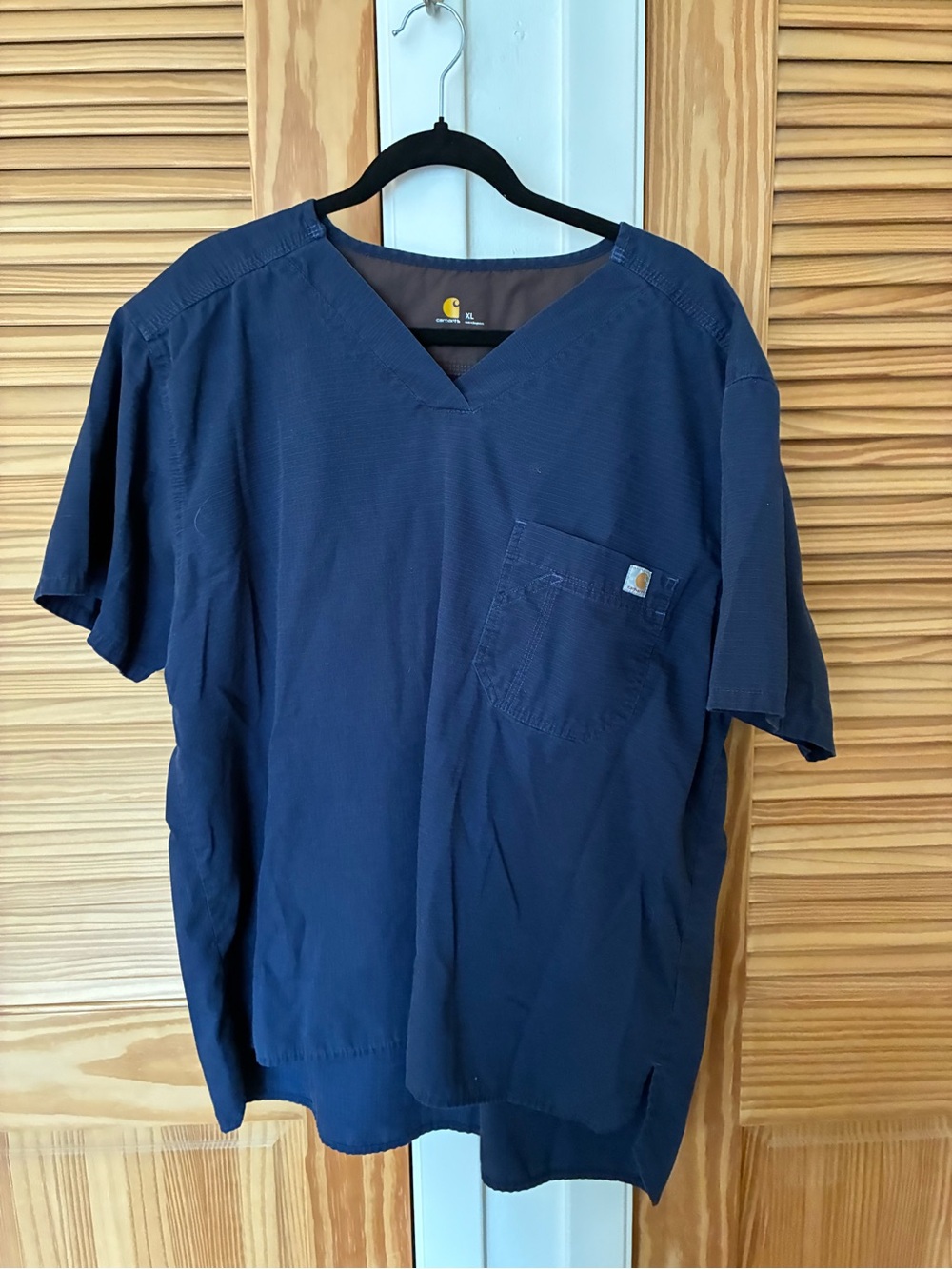 Carhartt Navy V-Neck Short Sleeve Work Tee scrub top size xl
